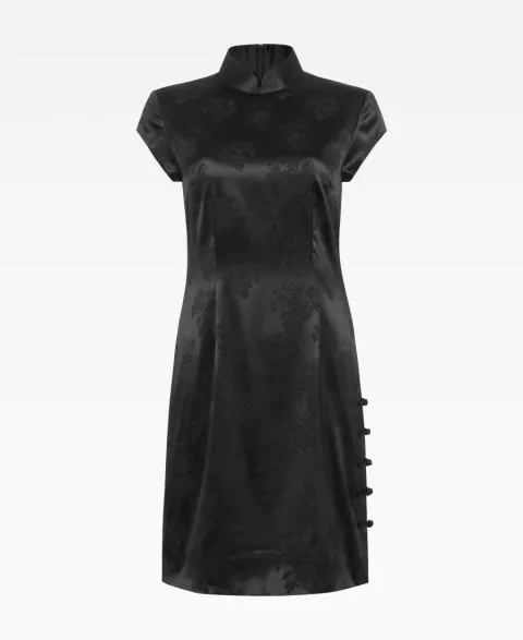 Silk Peony Jacquard Mini Qipao