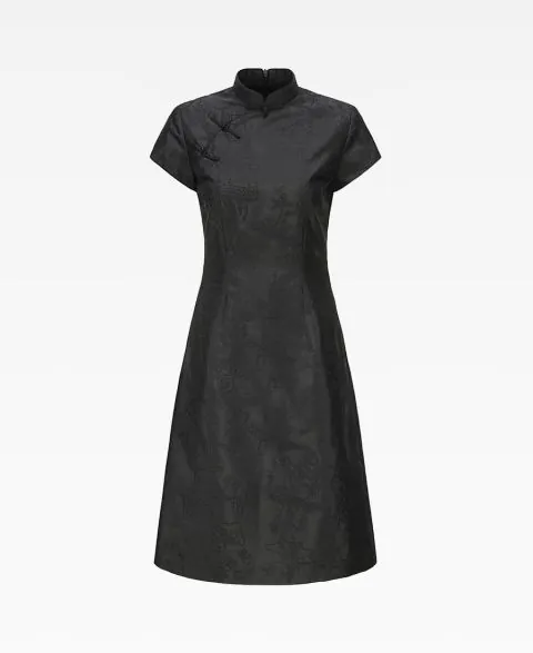A-line Qipao with Stand Collar